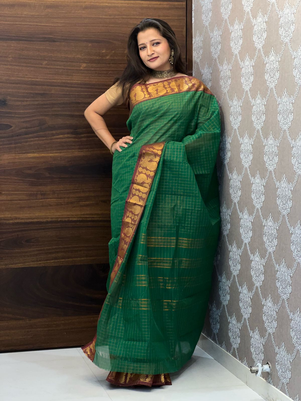 Green Color Madurai Cotton Saree