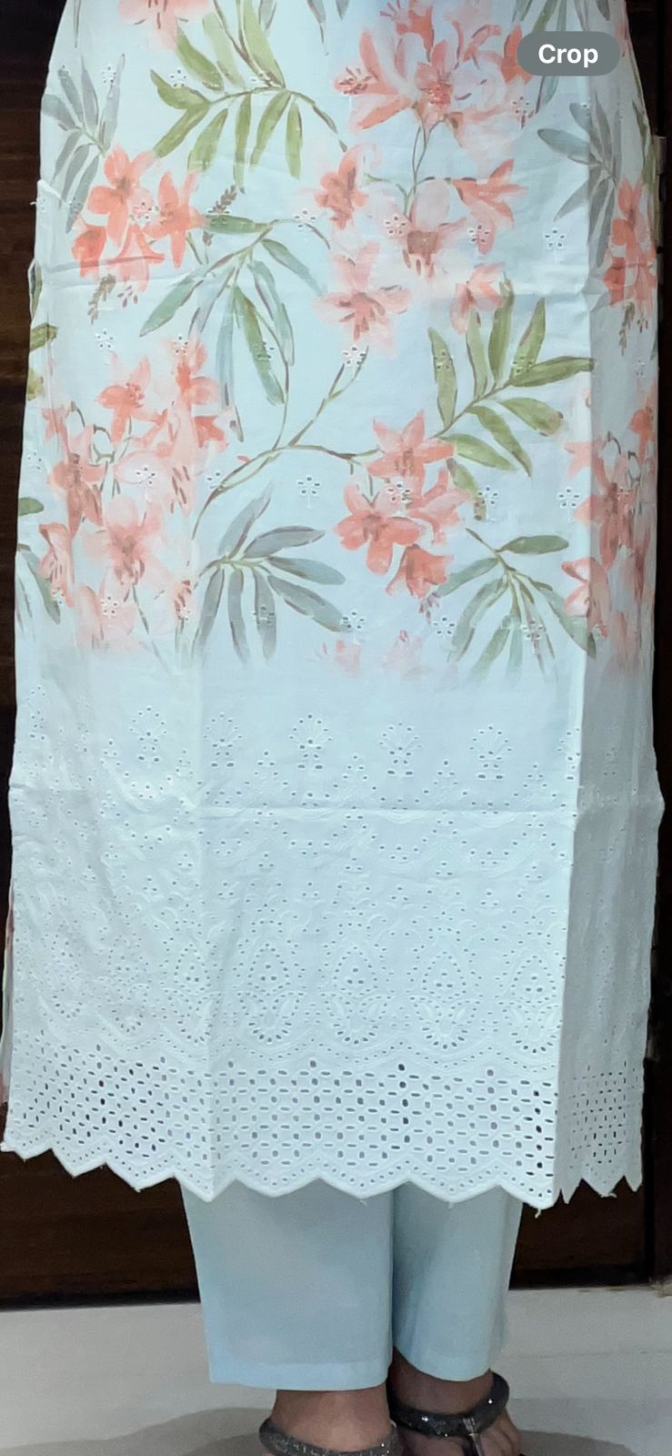 Pastel Blue Colour Digital Cotton Shiffly Dupatta Set