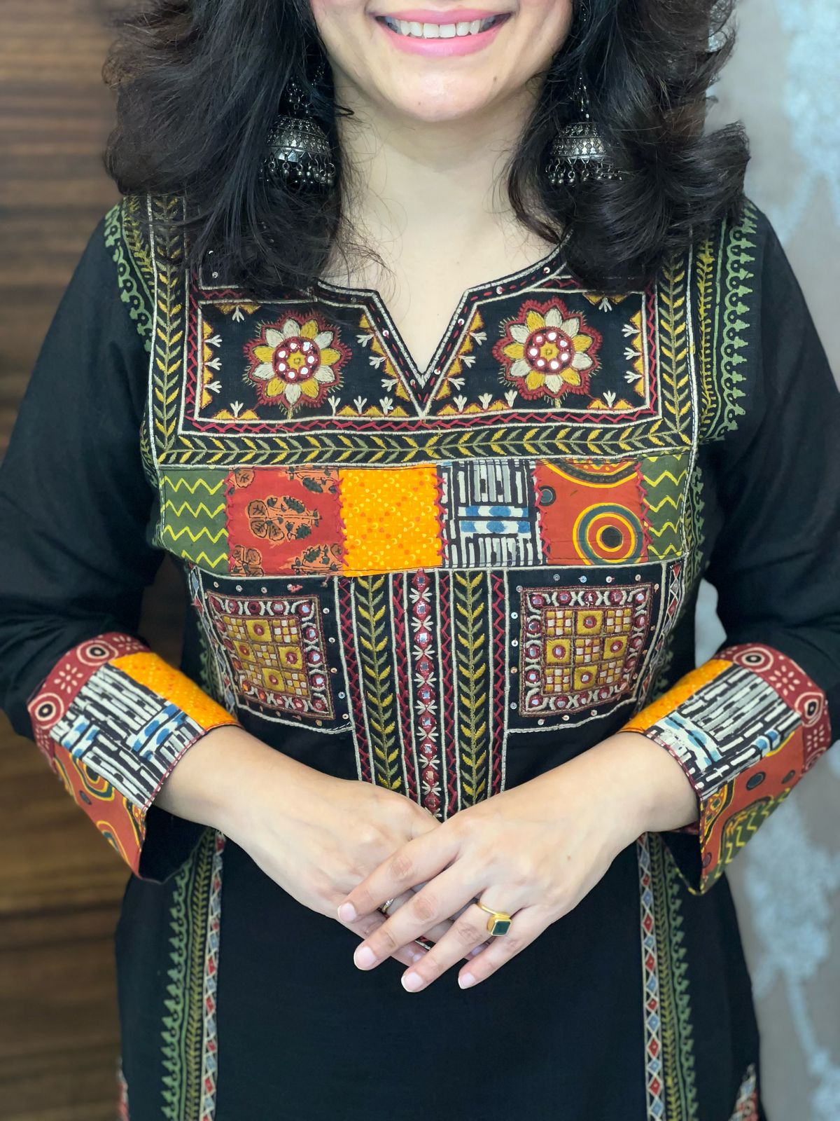 Black-Maroon Cotton Flex Dupatta Set