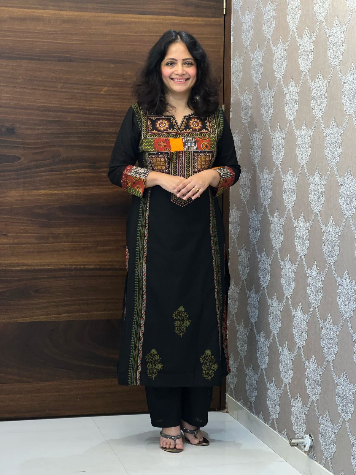 Black-Maroon Cotton Flex Dupatta Set