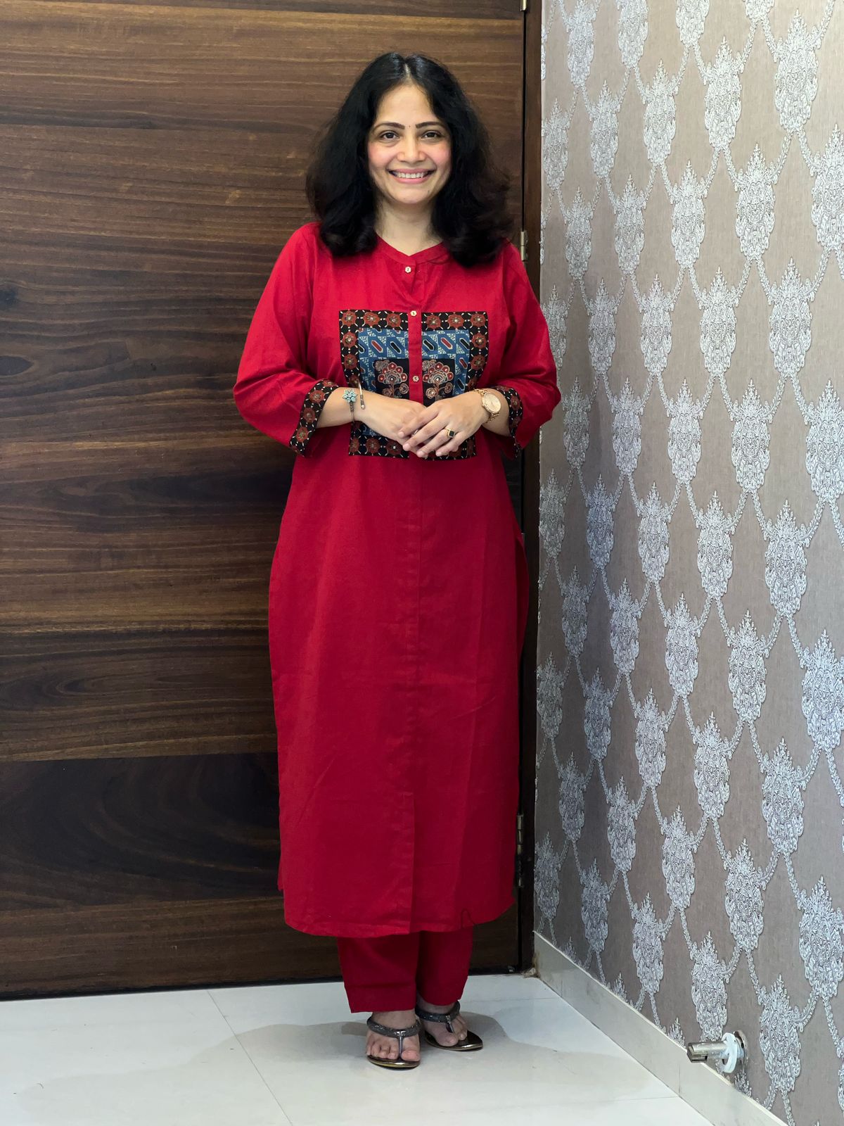 Maroonish Red Color Applique Work Dupatta Set