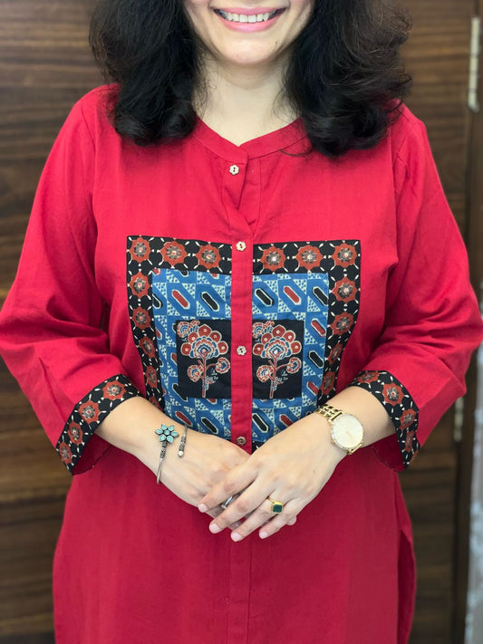 Maroonish Red Color Applique Work Dupatta Set