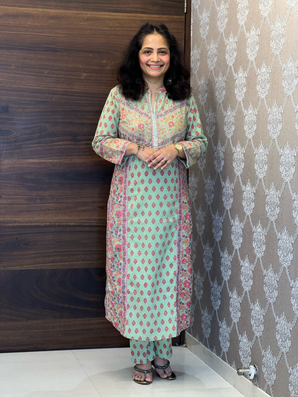 Mint Green Color Pure Cotton Dupatta Set