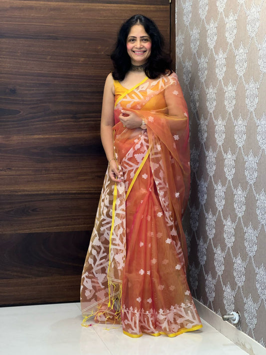 Resham Muslin Silk Hand Woven Jamdani Saree