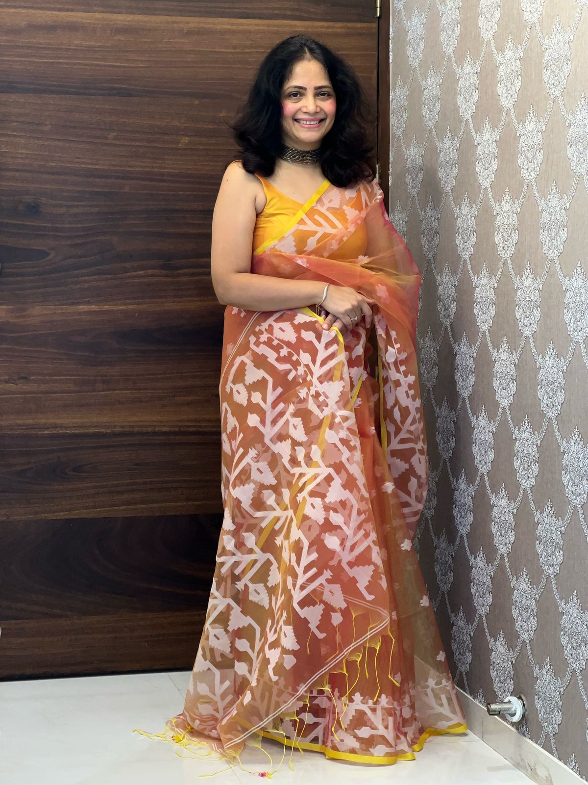 Resham Muslin Silk Hand Woven Jamdani Saree