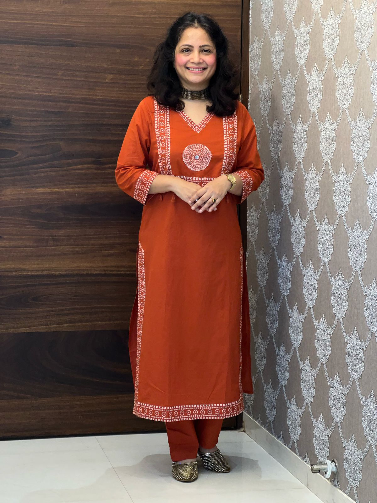 Rust Colour Pure Cotton Dupatta Set