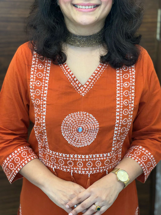 Rust Colour Pure Cotton Dupatta Set