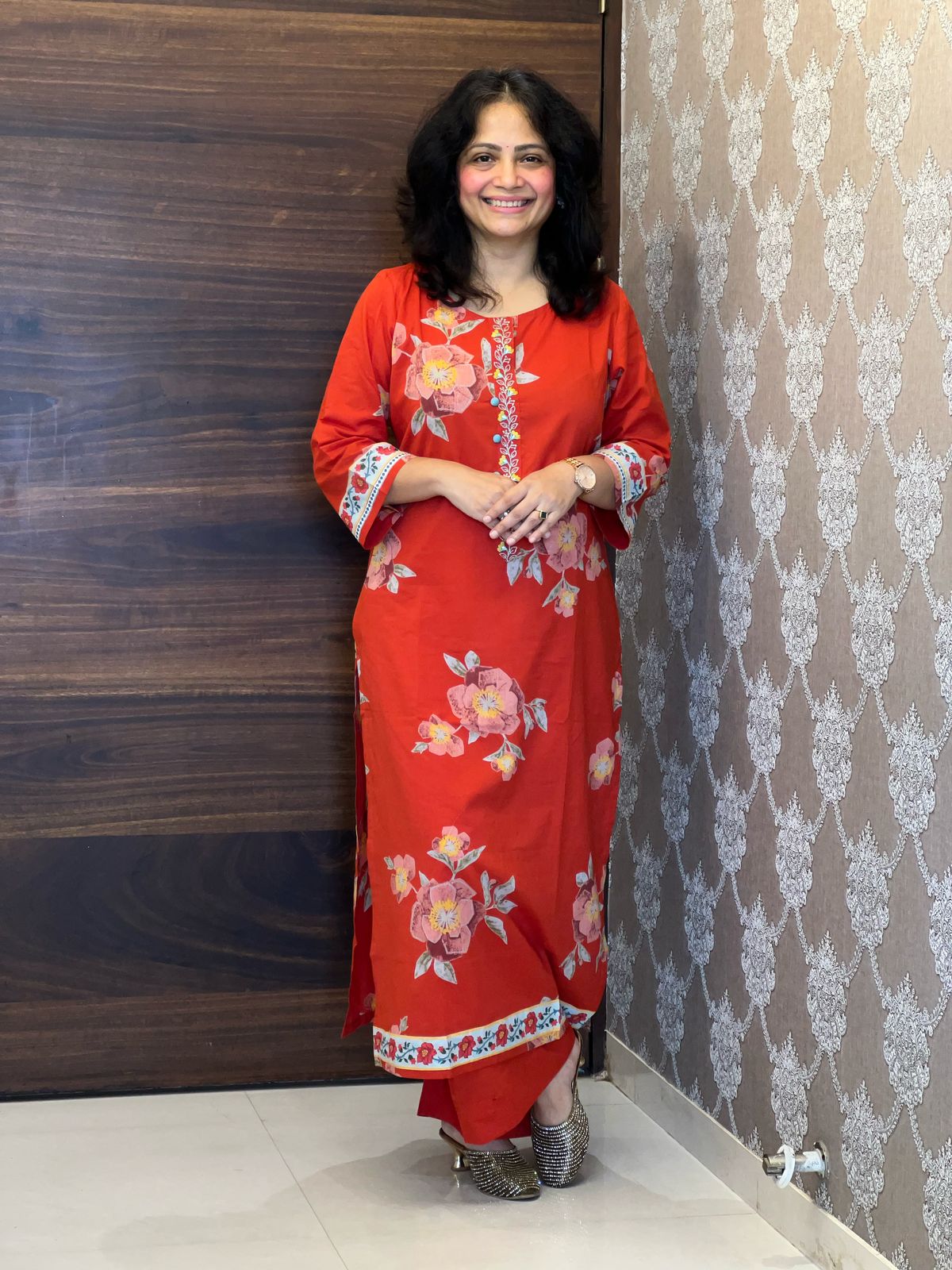 Rust Colour Pure Cotton Dupatta Set
