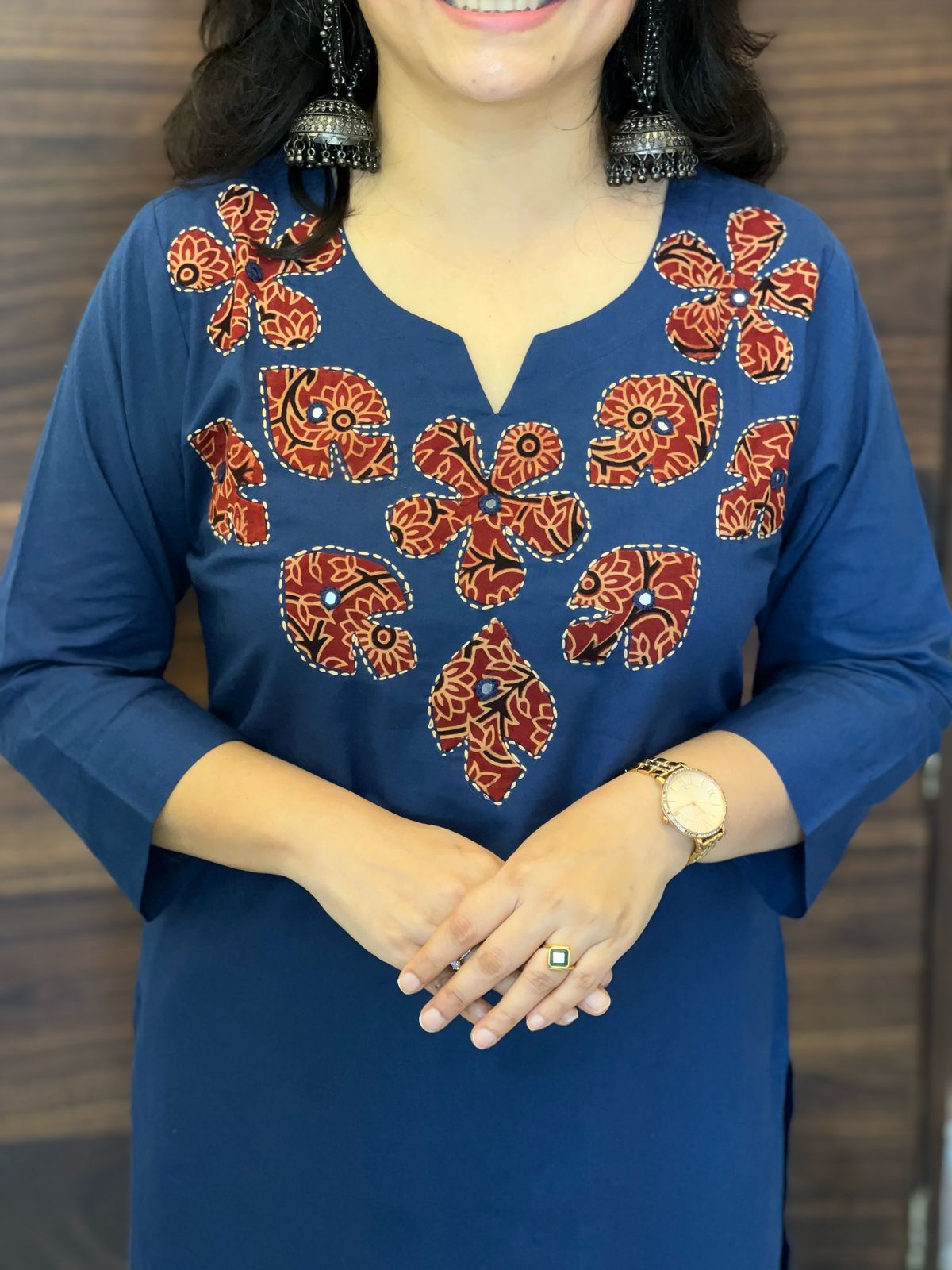Blue Color Applique Work Dupatta Set
