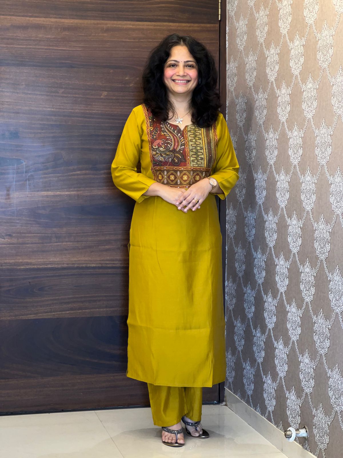Mustard Color Modal Muslin Dupatta Set