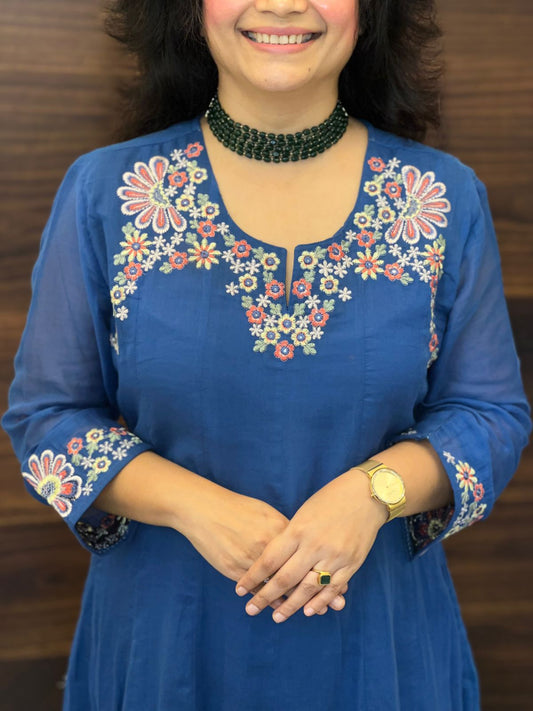 Royal Blue Colour Anarkali Dupatta Set