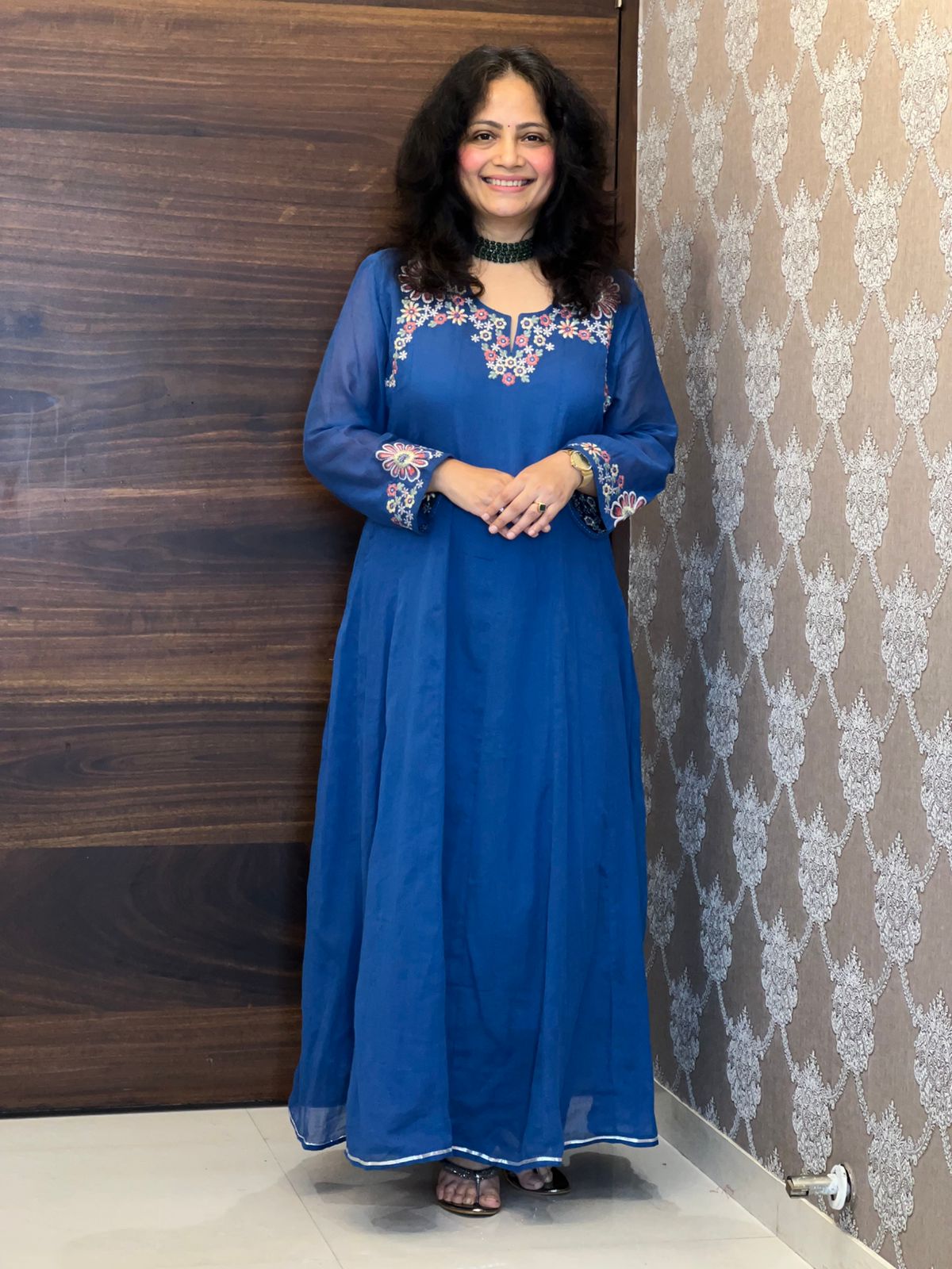 Royal Blue Colour Anarkali Dupatta Set