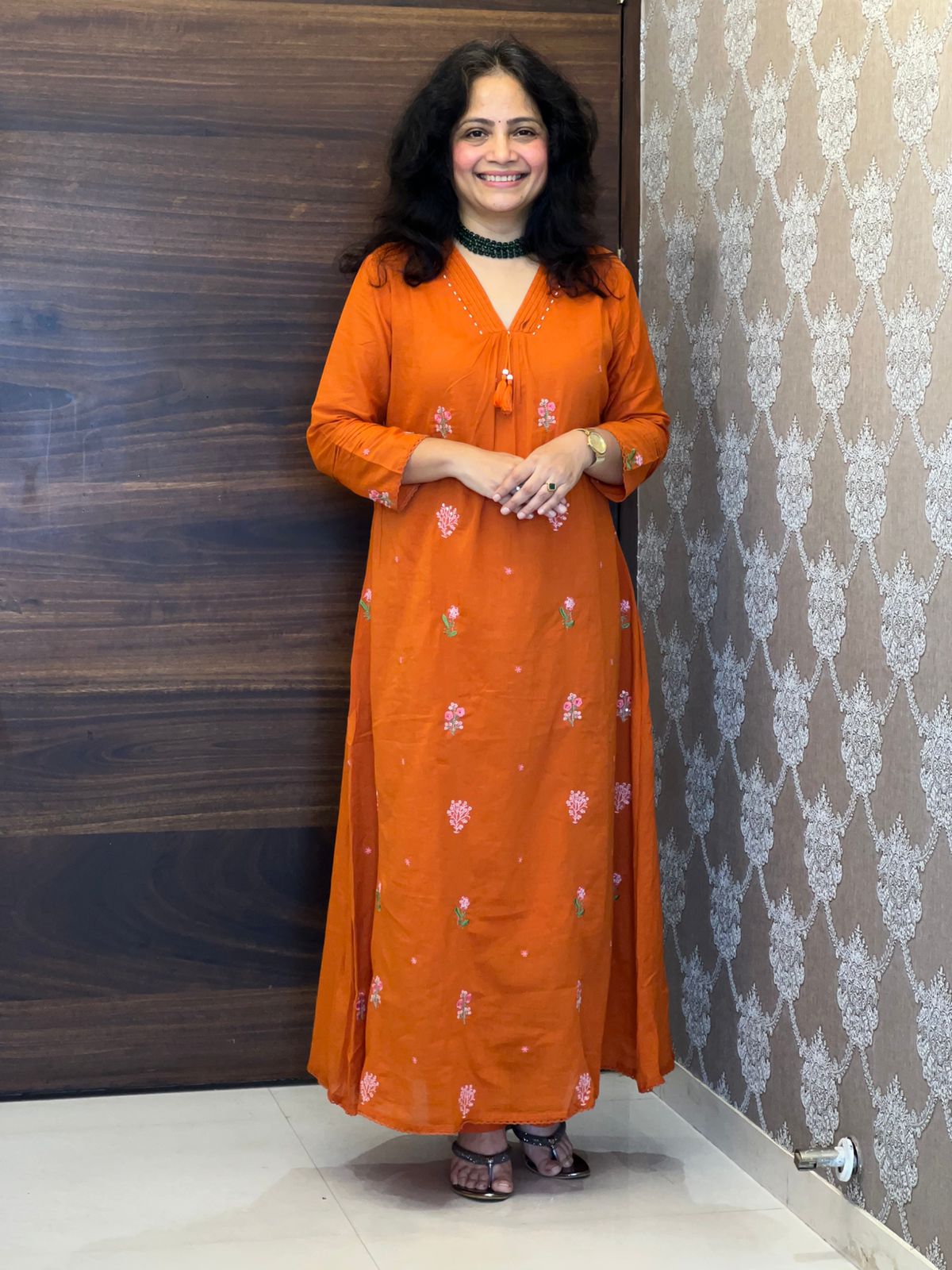 Orange Color Pure Cotton Dupatta Set