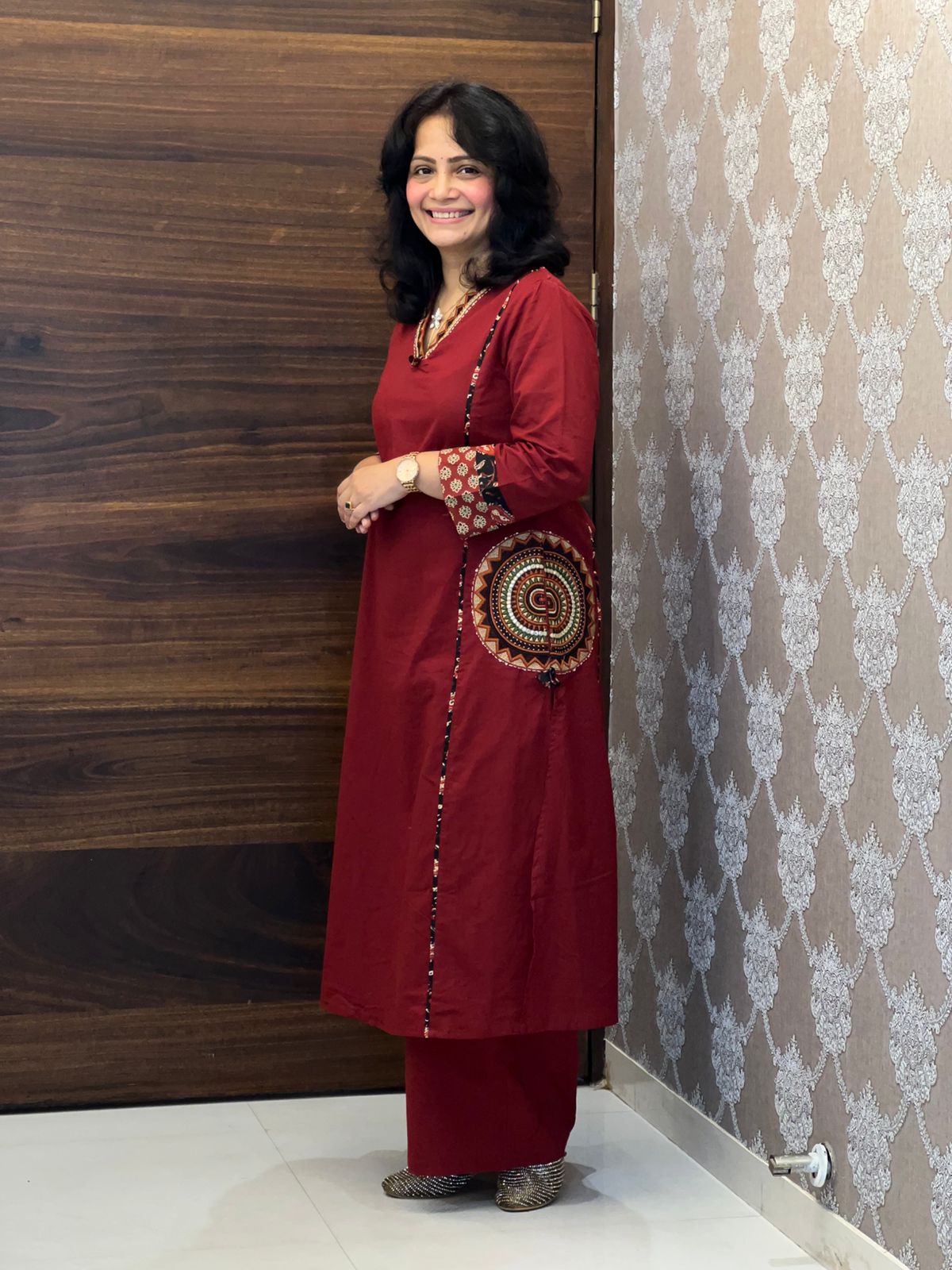 Deep Maroon Colour Pure Cotton Dupatta Set