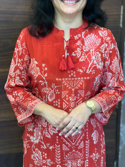 Rust Color Natural Crepe Co-ordset