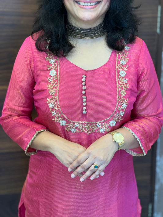 Rani Colour Shimmer Tissue Dupatta Set