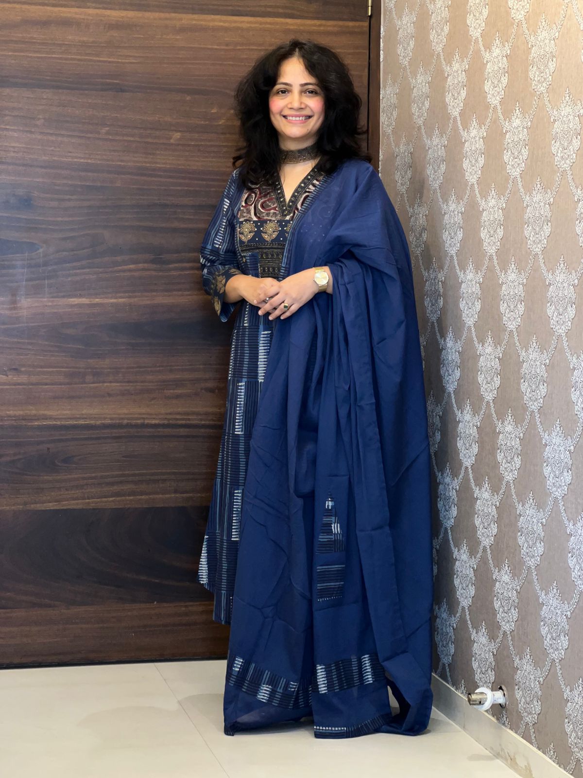 Blue Color Pure Cotton Dupatta Set