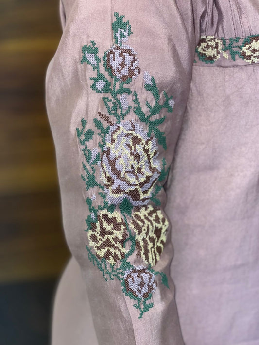 Rose Brown Modal Muslin Kurti-Pant Set