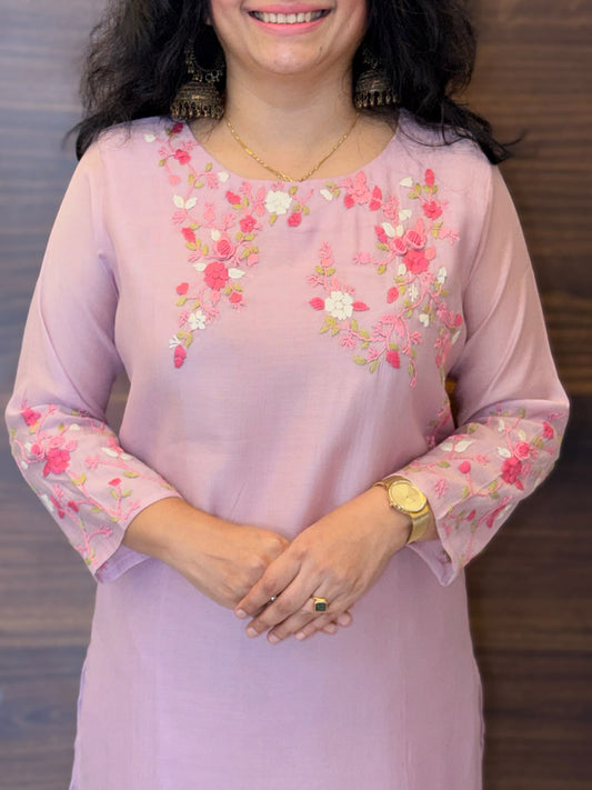 Pastel Pink Color Mul Chanderi Dupatta Set