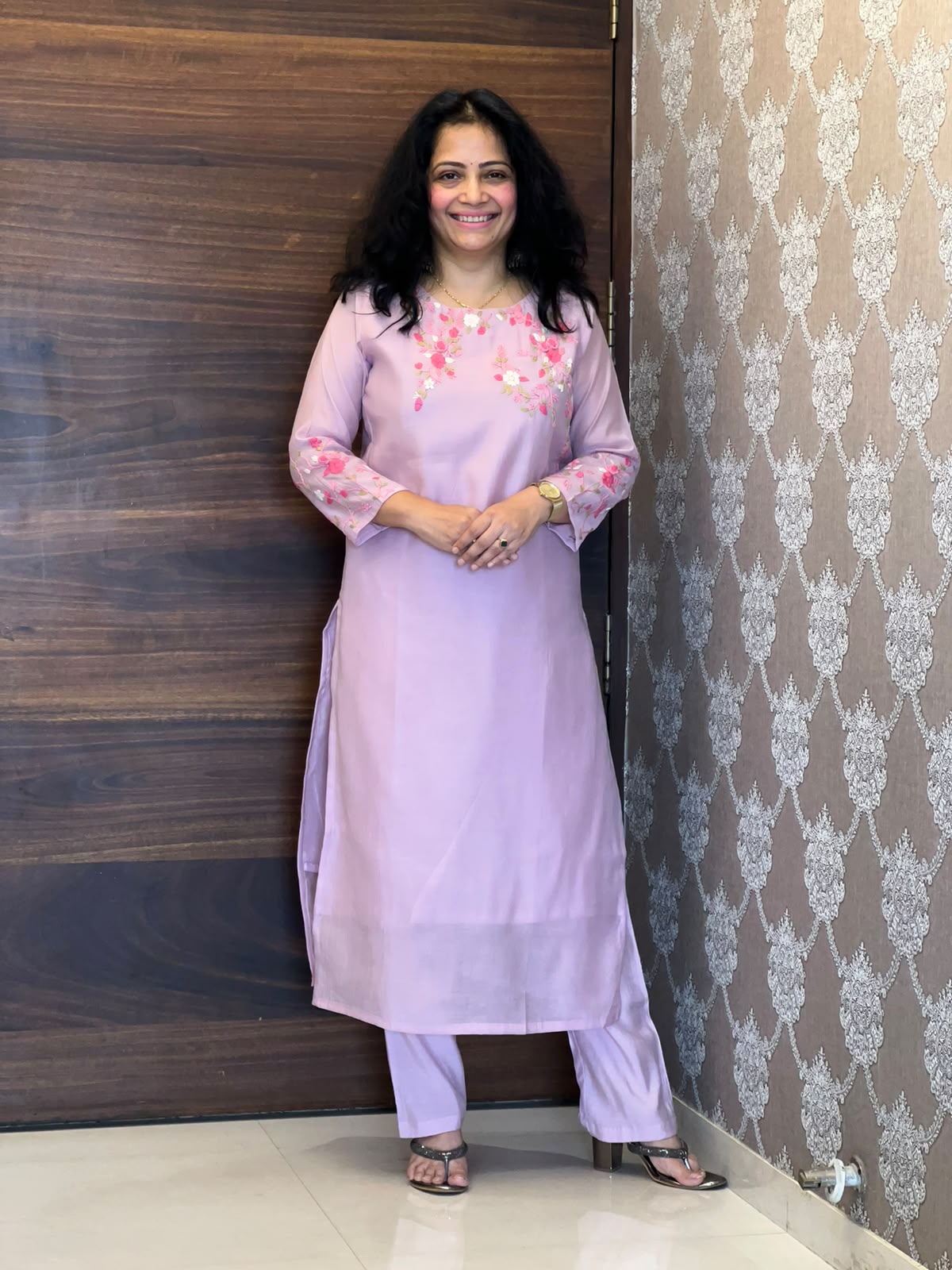 Pastel Pink Color Mul Chanderi Dupatta Set