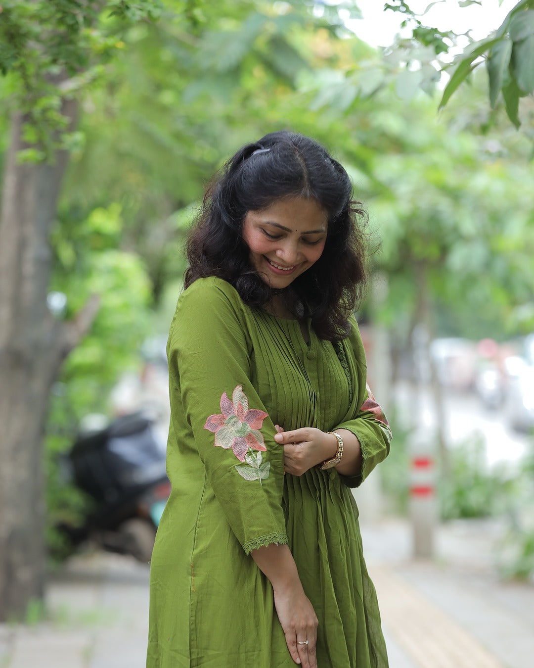 Mehandi Green Colour Pure Cotton Dupatta Set