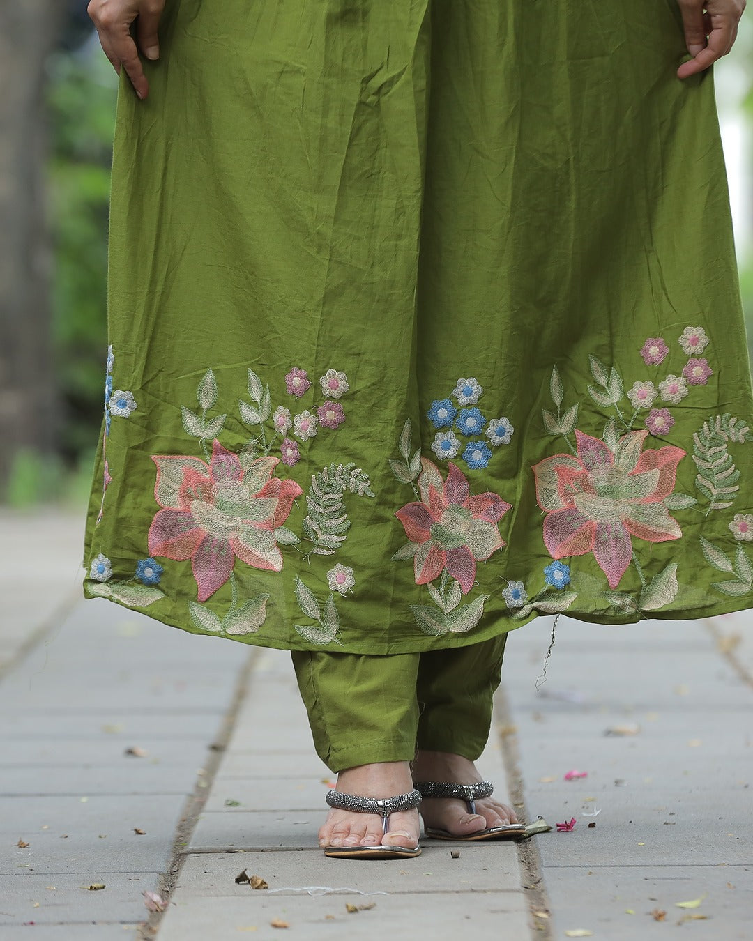 Mehandi Green Colour Pure Cotton Dupatta Set