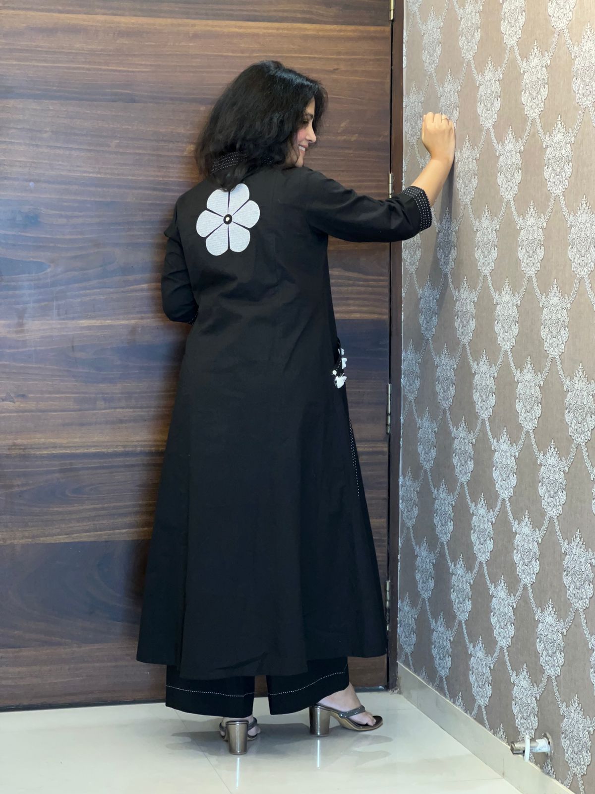 Black Colour Premium Cotton Kurti-Pant Set