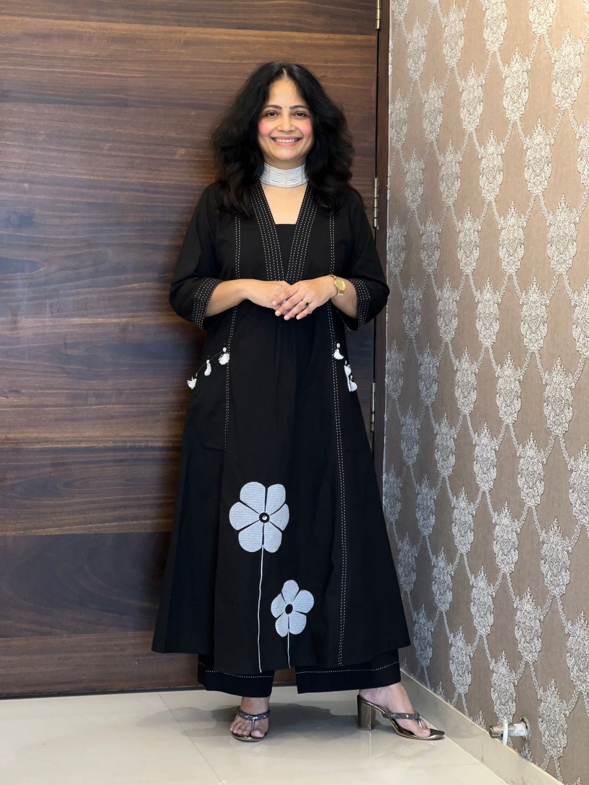 Black Colour Premium Cotton Kurti-Pant Set