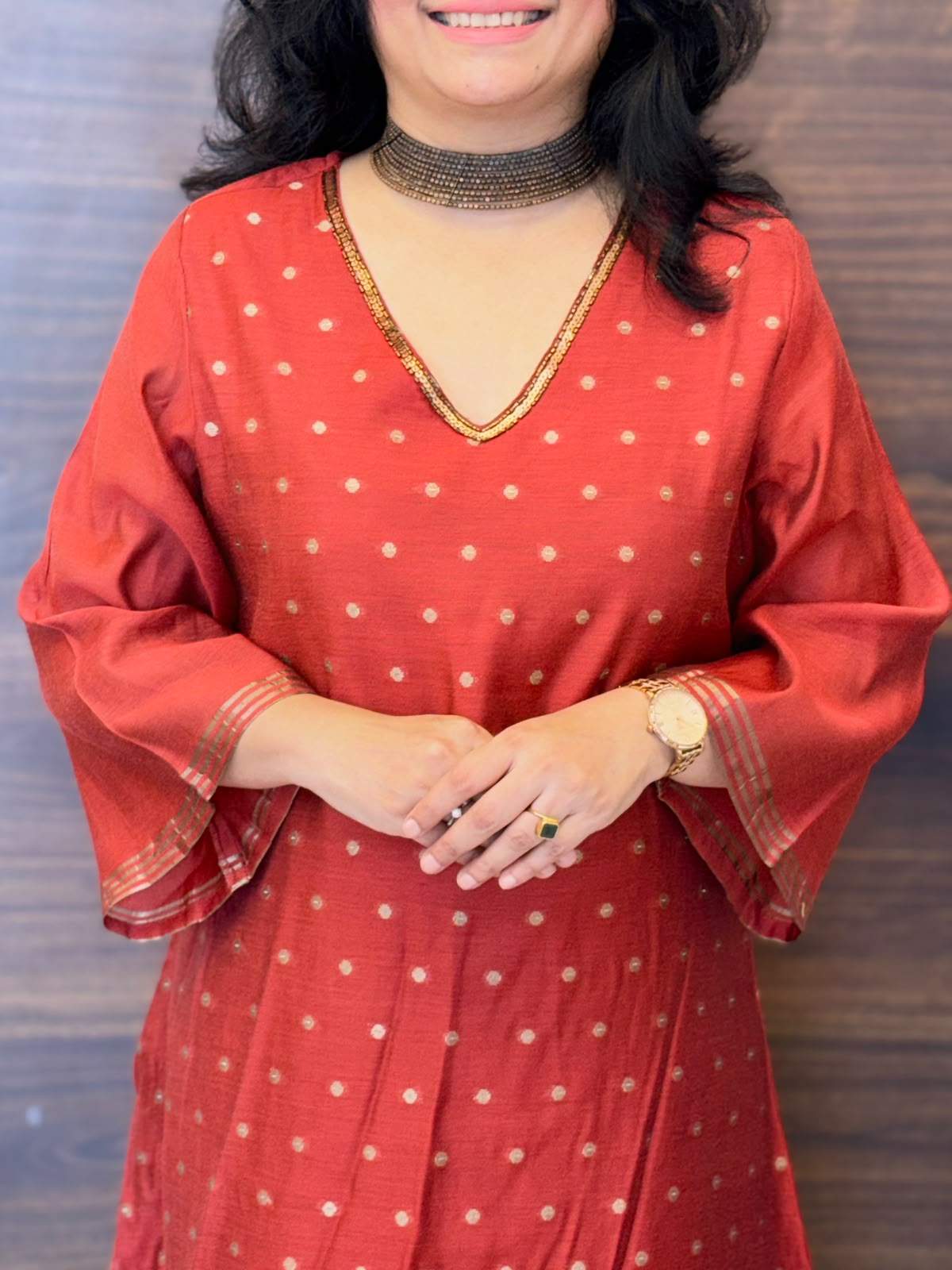 Rust Color Chanderi Silk Dupatta Set