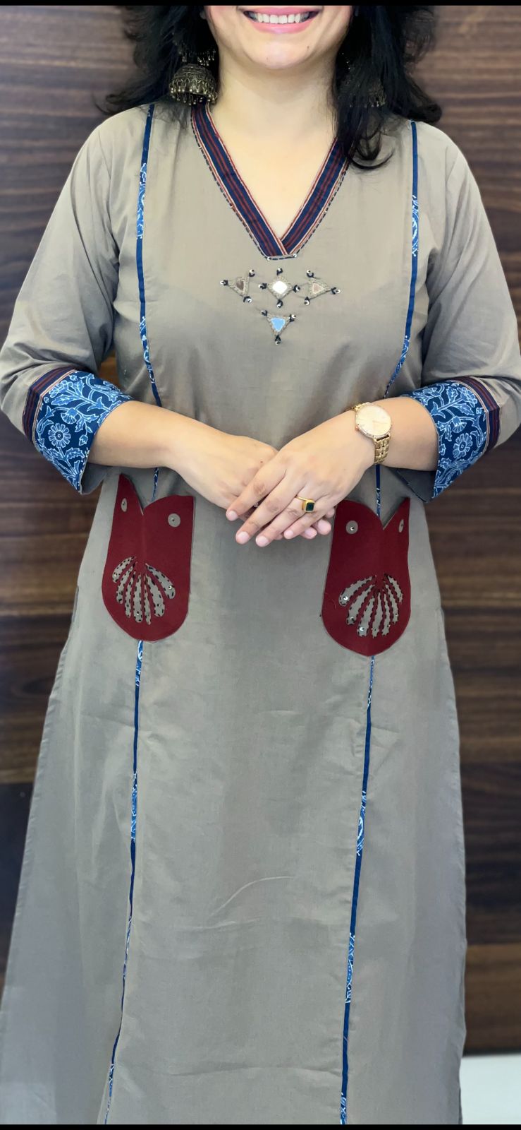 Grey-Brown Colour Pure Cotton Dupatta Set