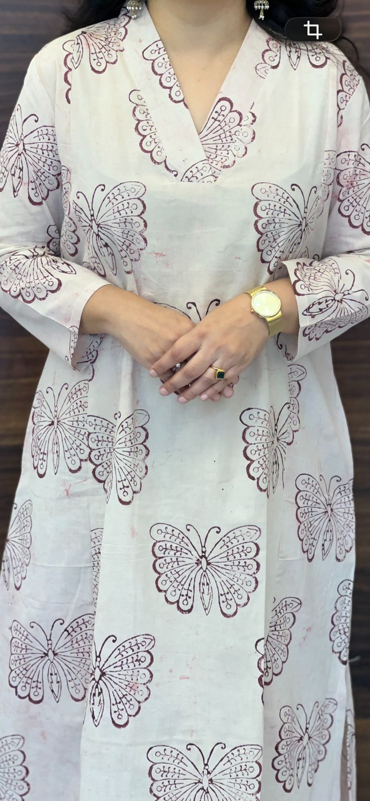 Light Pink Color Dabu Hand Block Print Pure Cotton A Line Kurti With Palazzo