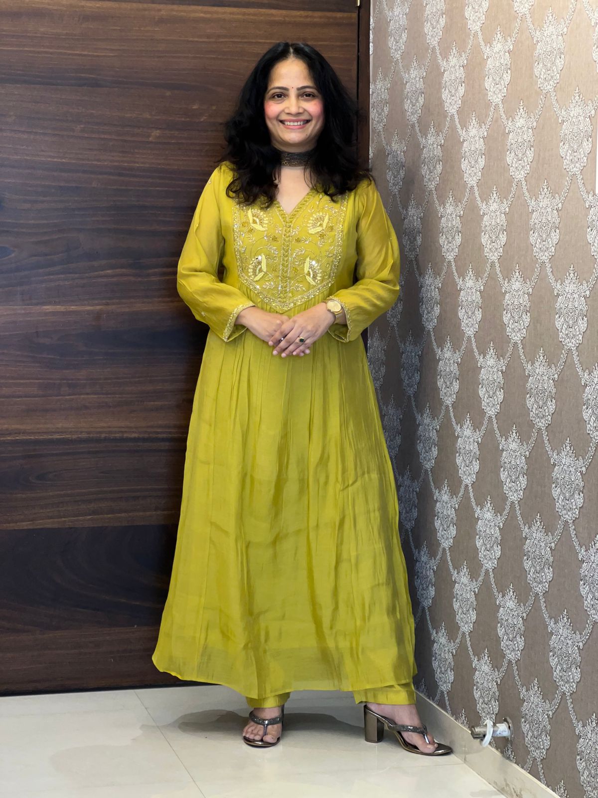 Mustard Color Mul Chanderi Dupatta Set