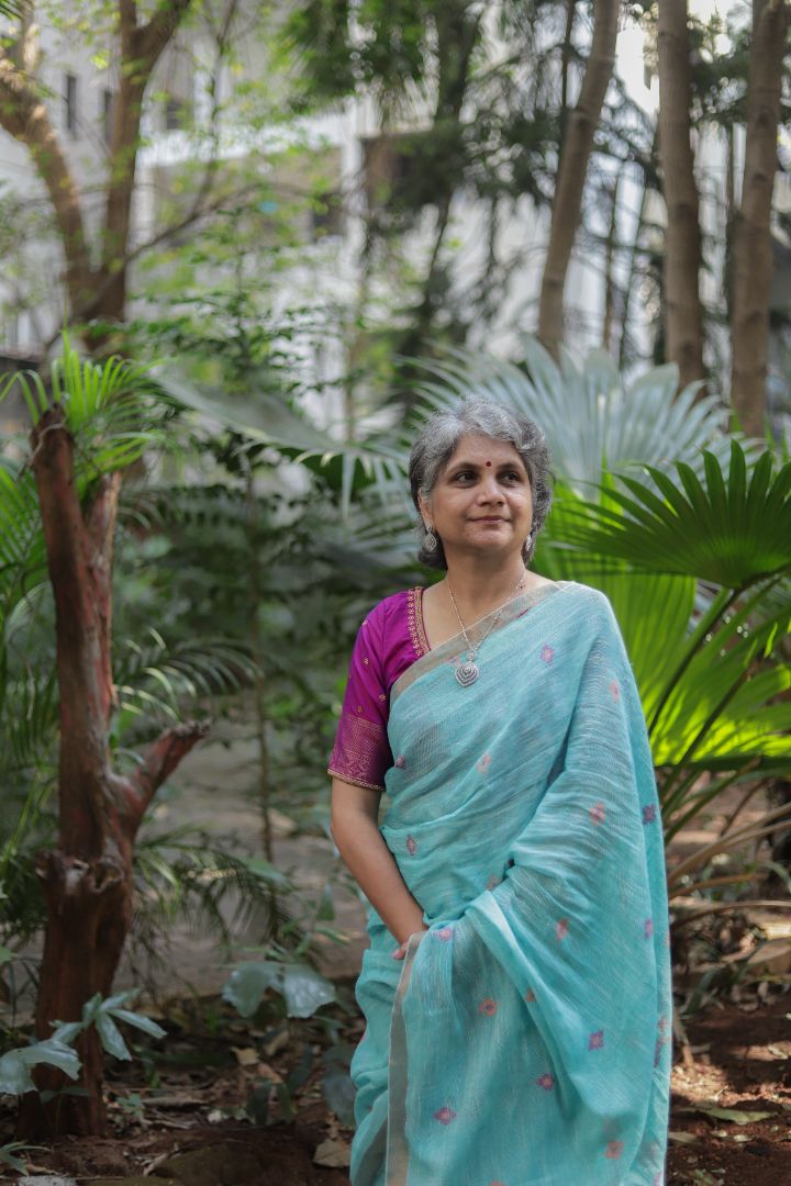 Pastel Green/Blue Shade - Linen jamdani saree