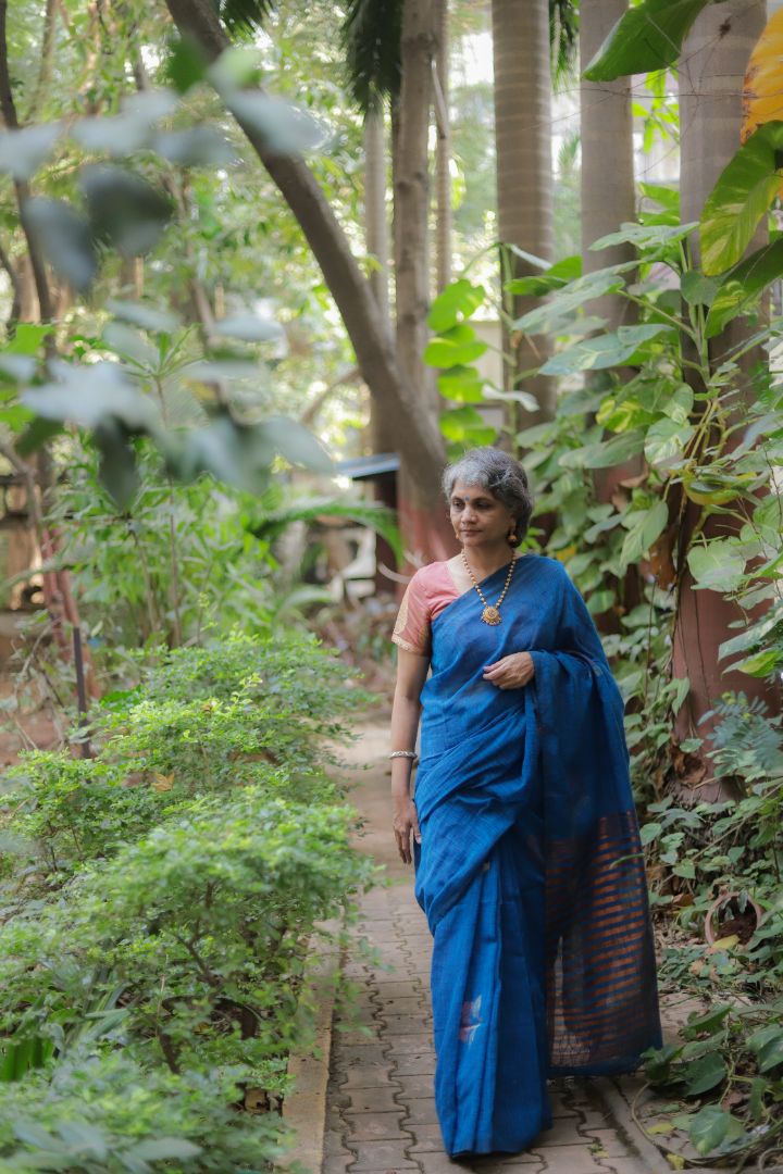Blue/Green Shade - Rose Jamdani Saree