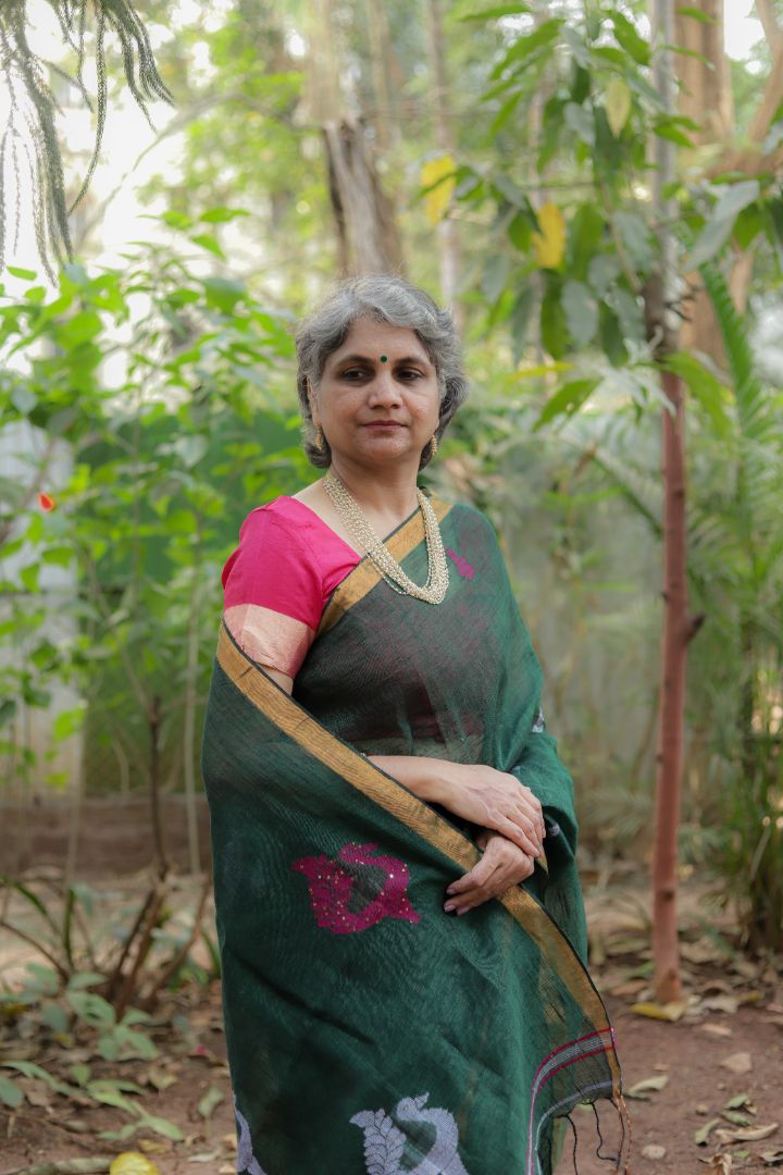 Green Colour Hand Woven Soft Pure Linen Jamdani Saree