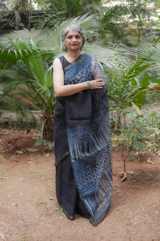 Black Kota Doria- Cotton Saree