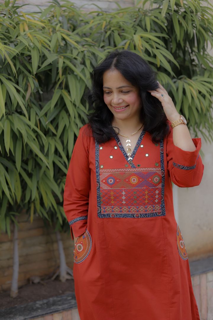 Rust Colour Premium Cotton Dupatta Set