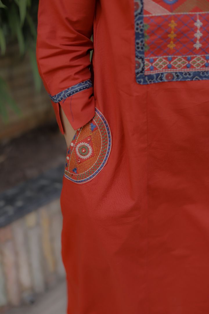 Rust Colour Premium Cotton Dupatta Set