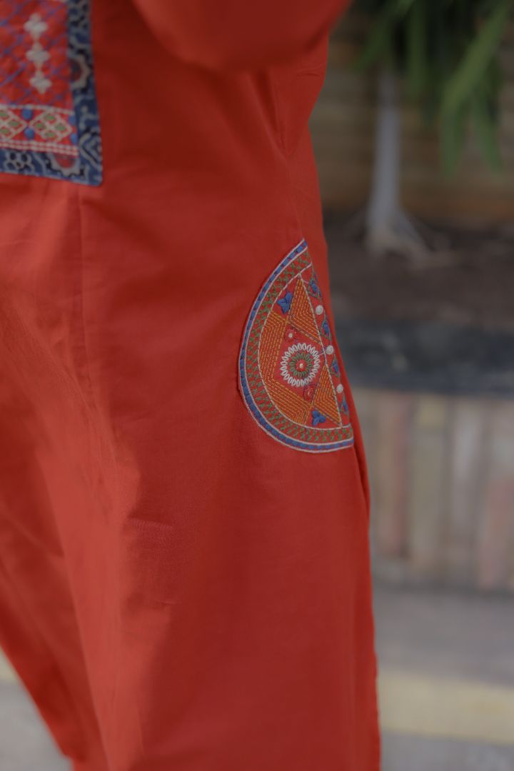 Rust Colour Premium Cotton Dupatta Set