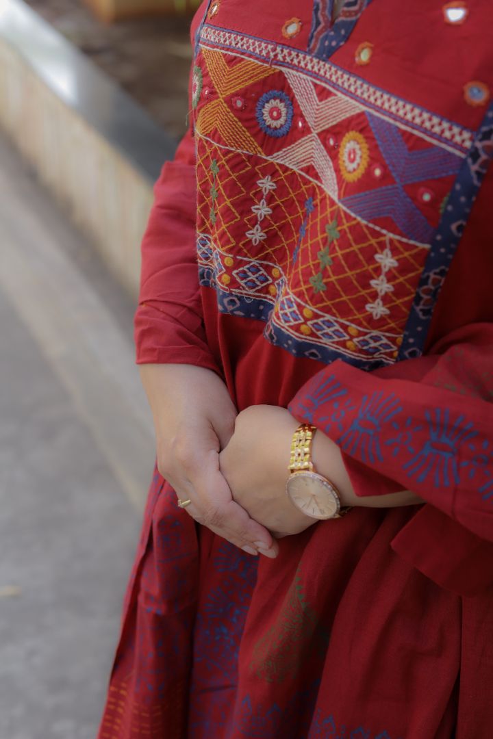 Maroon Colour Premium Cotton Dupatta Set