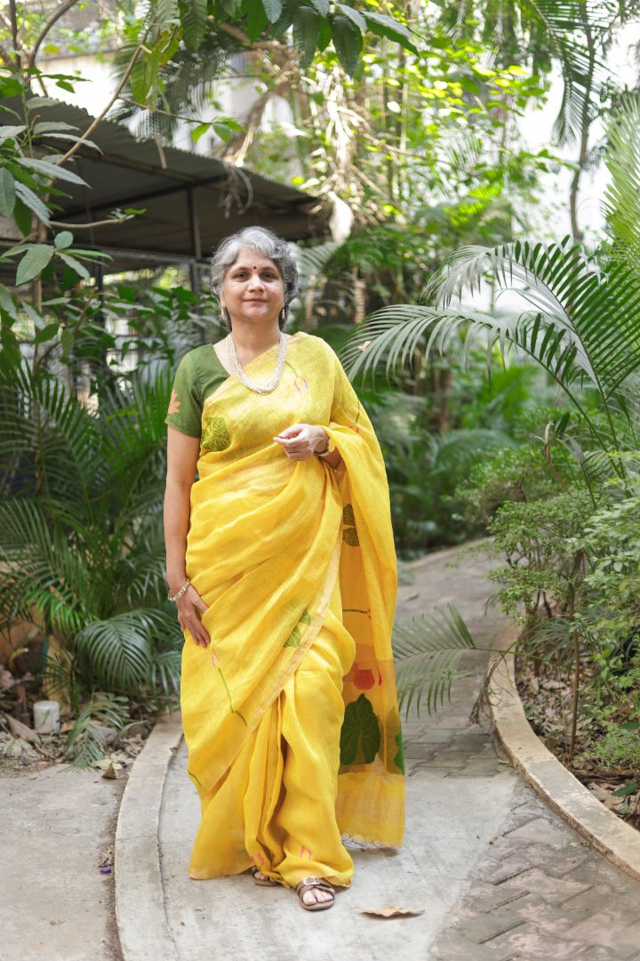 Silk Linen Jamdani | Soft Yellow