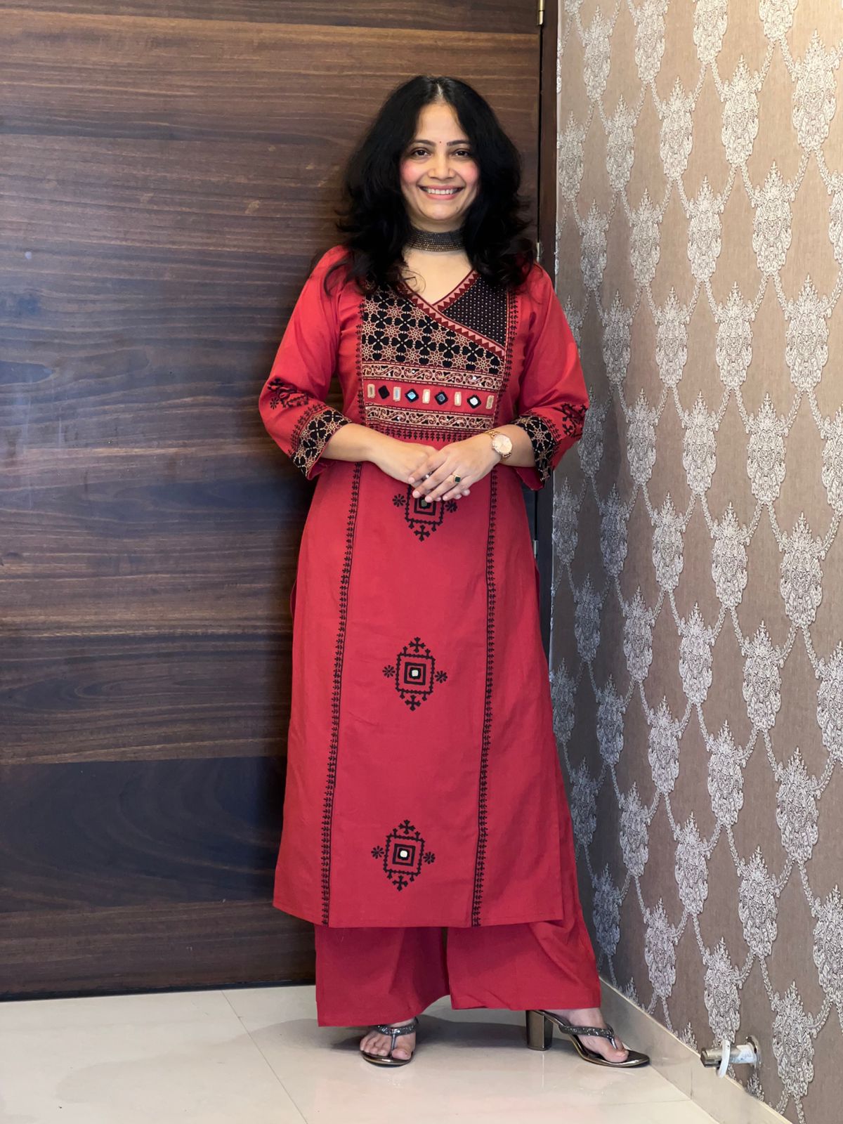 Gajari Dabu Cotton Dupatta Set