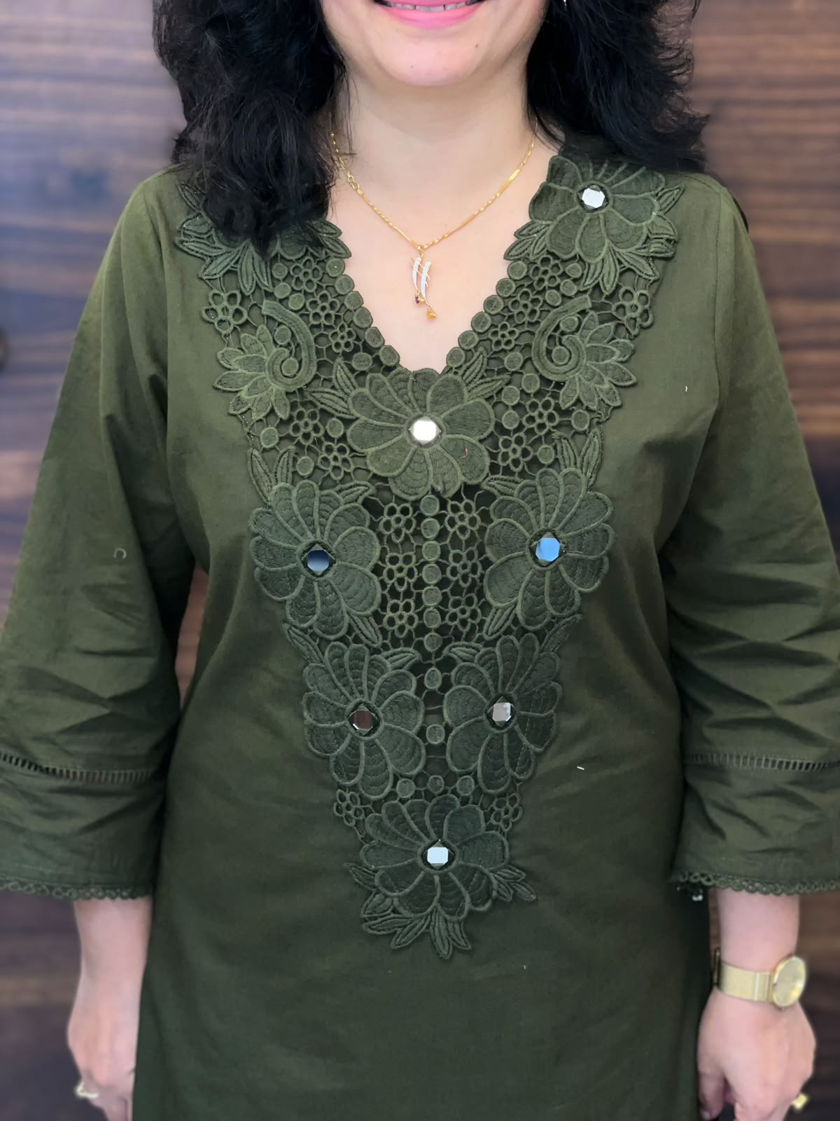 Dark Olive Green Pure Cotton Dupatta Set