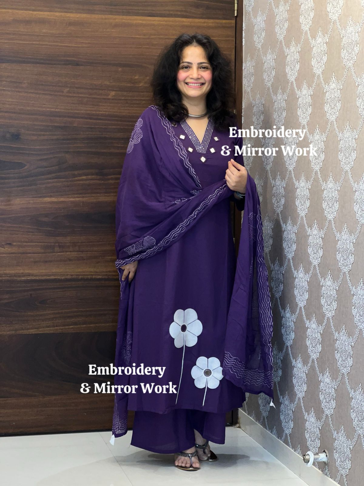 Purple Colour Pure Cotton Dupatta Set