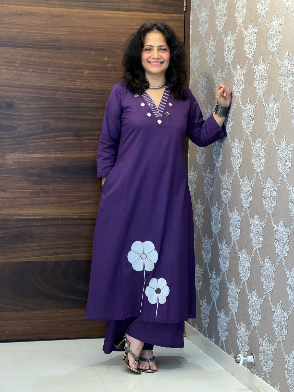 Purple Colour Pure Cotton Dupatta Set