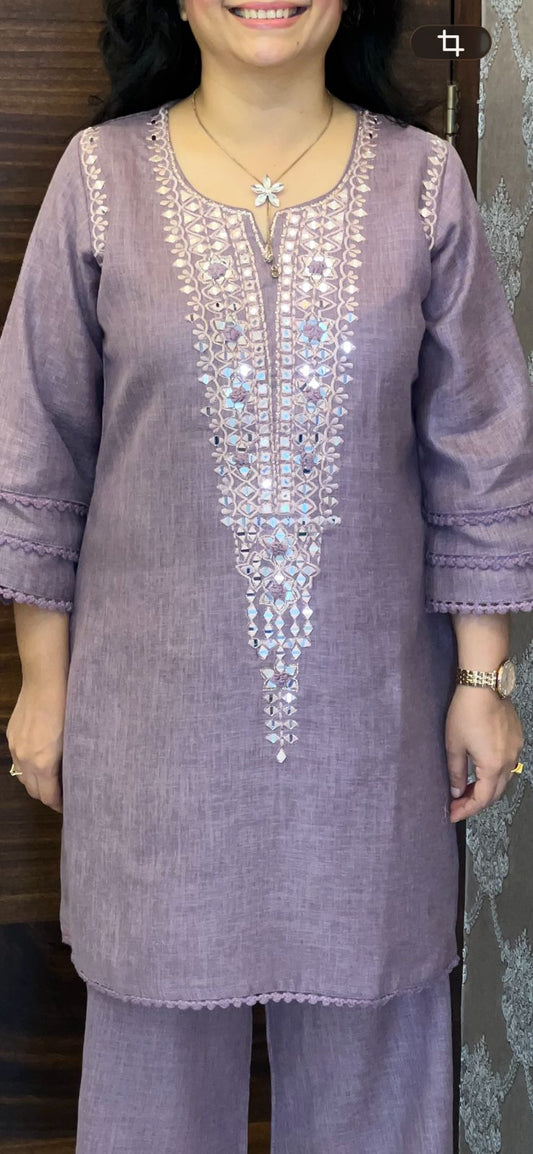 Dusty Lavender Organic Cotton Indo Western Coord Set