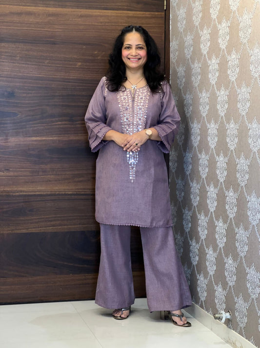 Dusty Lavender Organic Cotton Indo Western Coord Set