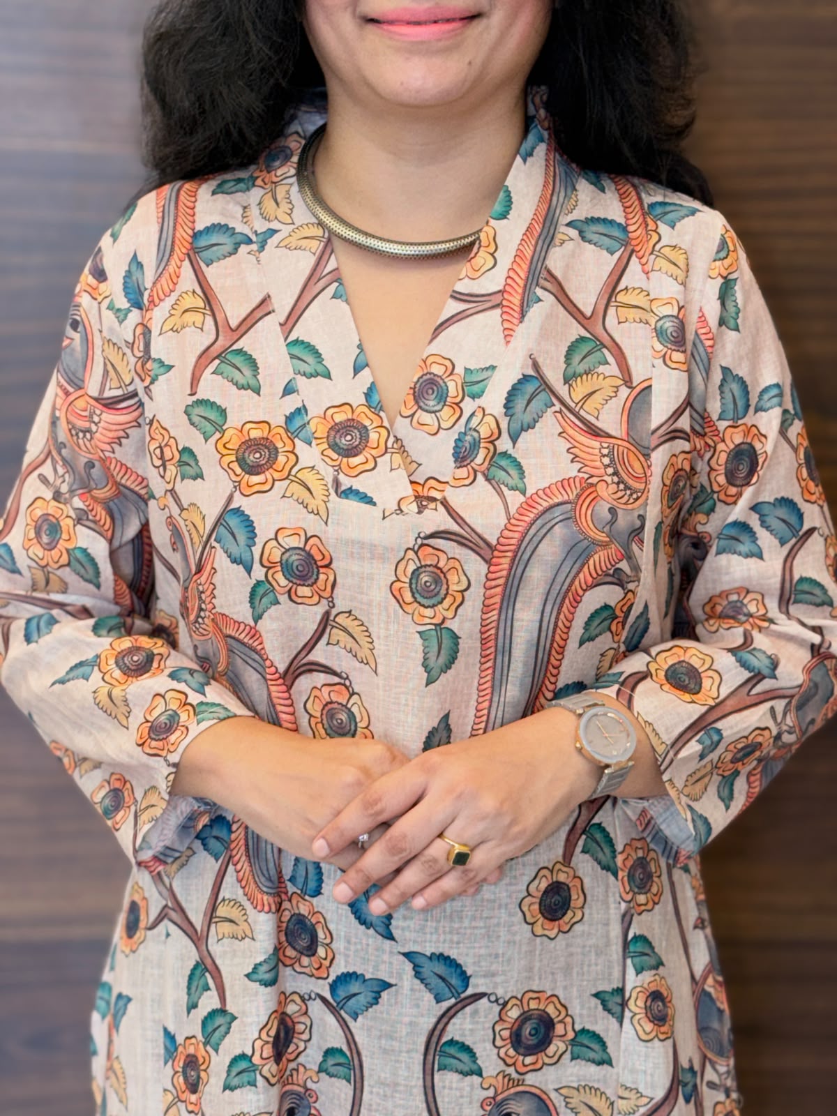 Soft Dusty Mauve Color Linen A-Line Kurti