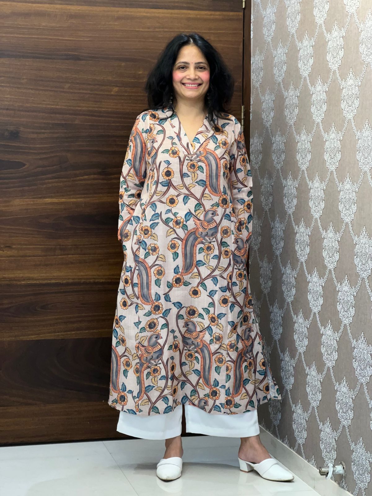 Soft Dusty Mauve Color Linen A-Line Kurti