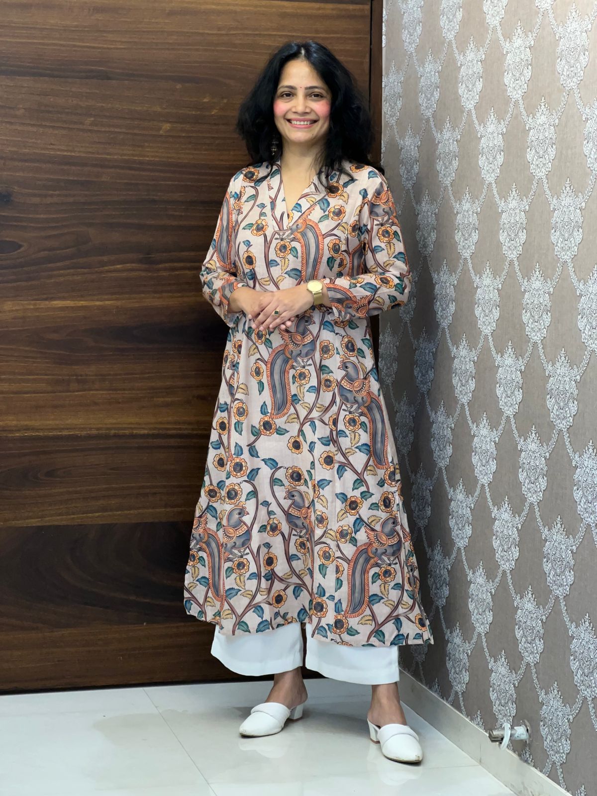 Soft Dusty Mauve Color Linen A-Line Kurti